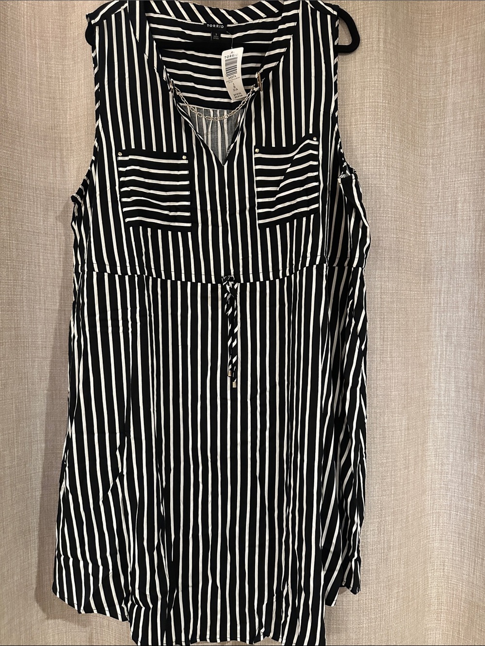 Torrid Black & White Striped Sleeveless stretch challis dress 3x